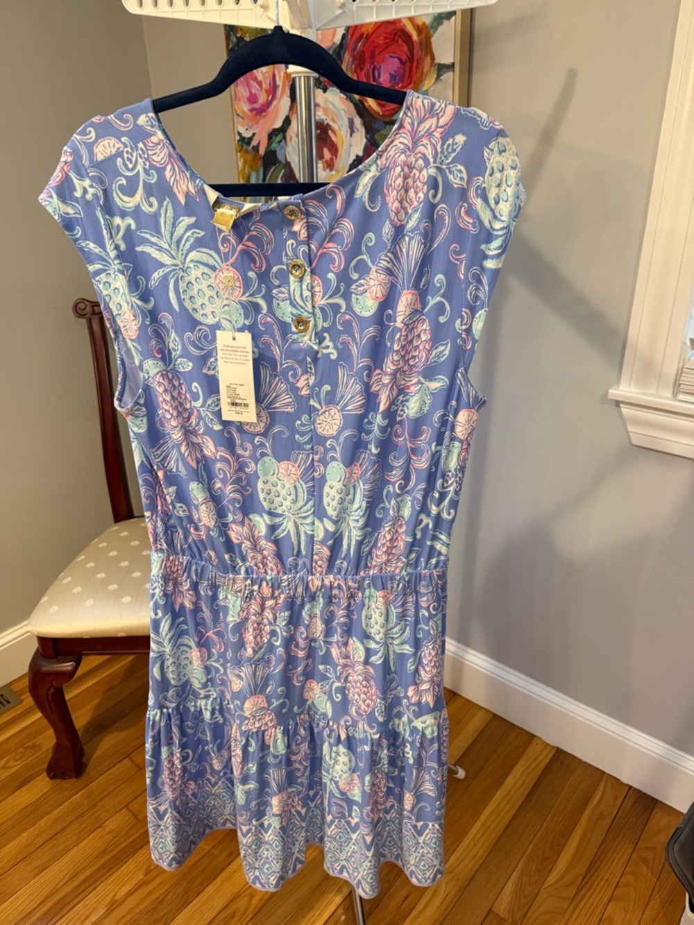 Lilly Pulitzer Blue Floral Print Sleeveless Dress